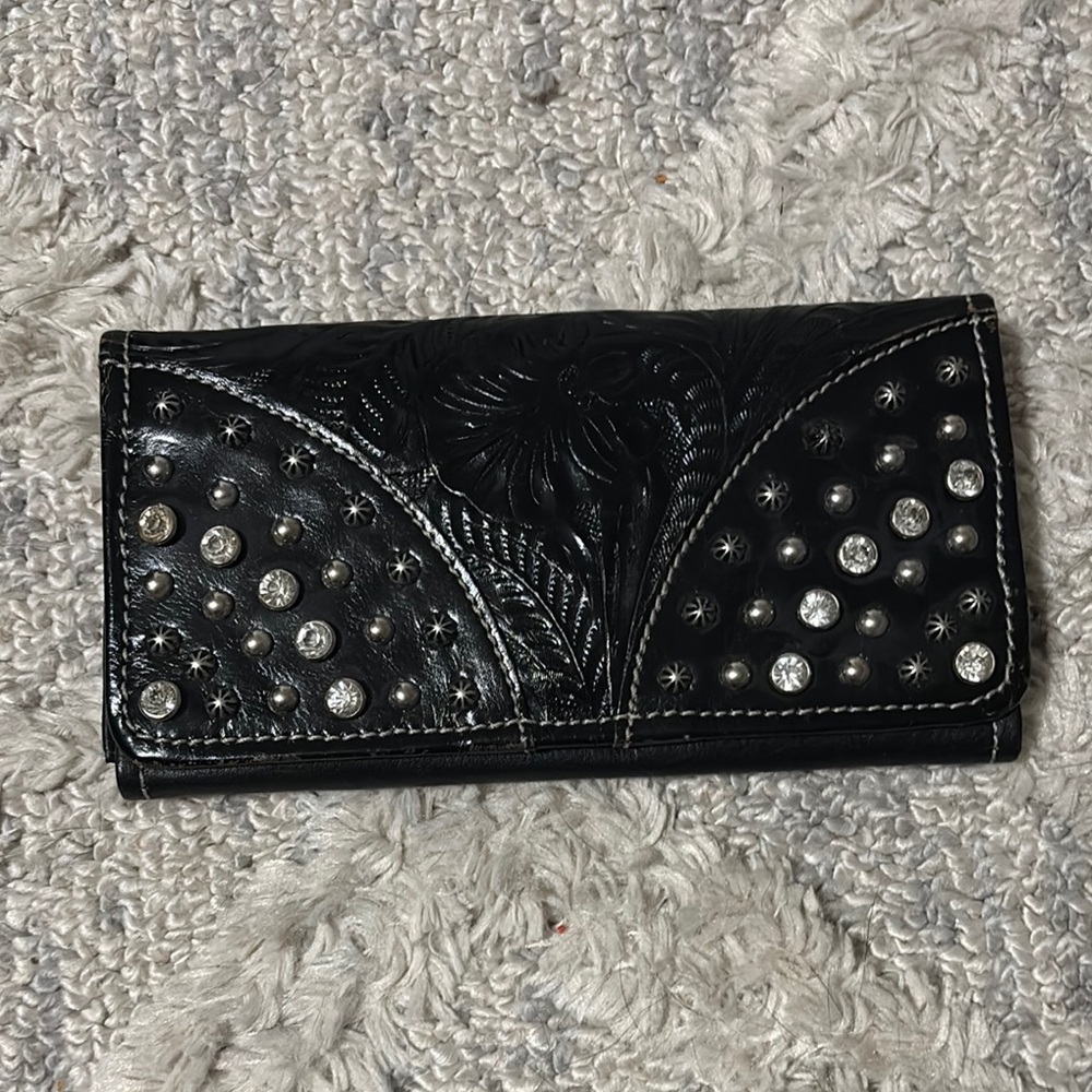 American West Black Studded Wallet